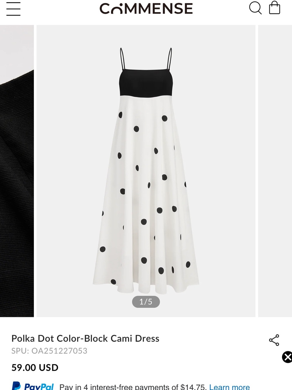 Commense Black Adjustable Spaghetti-Strap Crop Top